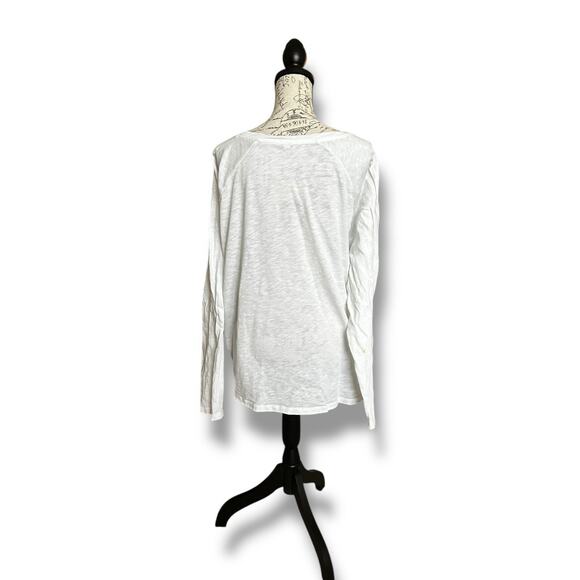 J. Crew Women's Plus Raglan Girlfriend Crewneck Long-Sleeve Blue White 3XL - Picture 3 of 6